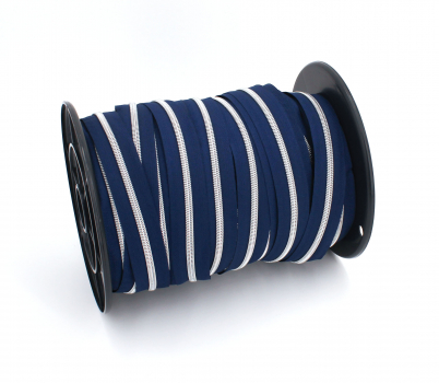 Preview: Endlosreißverschluss metallisiert marineblau/ silber (1m)